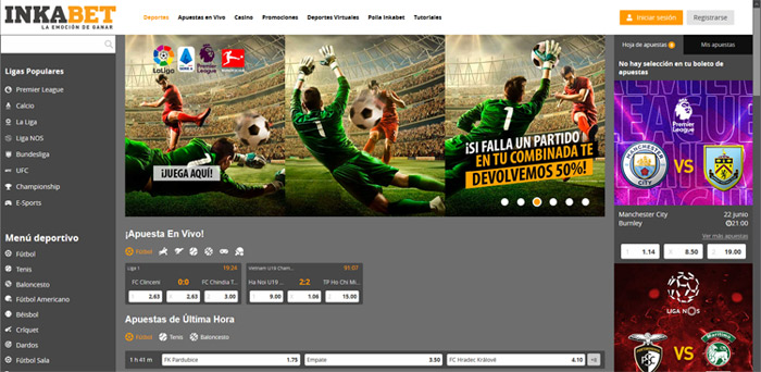 Sitio web de Inkabet Perú Página Inkabet